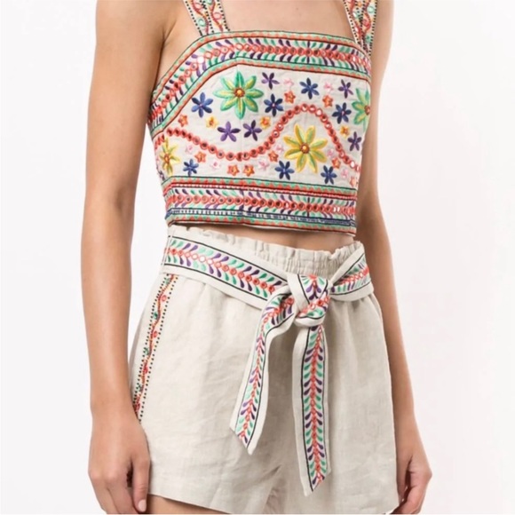 Alice + Olivia Esme Cropped Embroidered Top Size 2 - Picture 4 of 14
